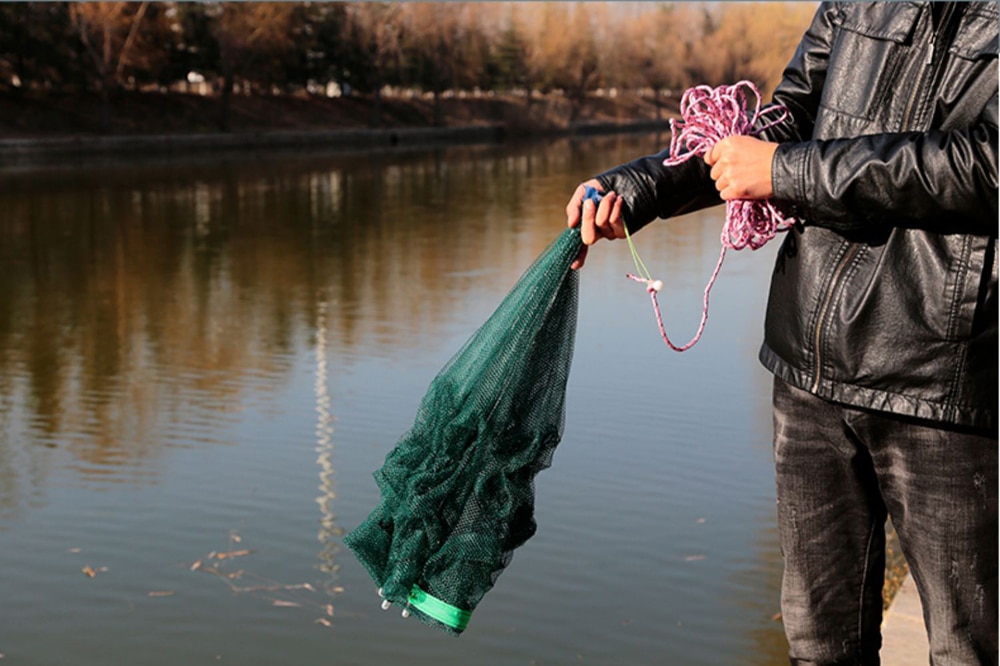 4-20 hål automatiskt fisknät nylon vikbar fångst fiskfälla för fiskar räkor minnows krabba gjutnät fisknät