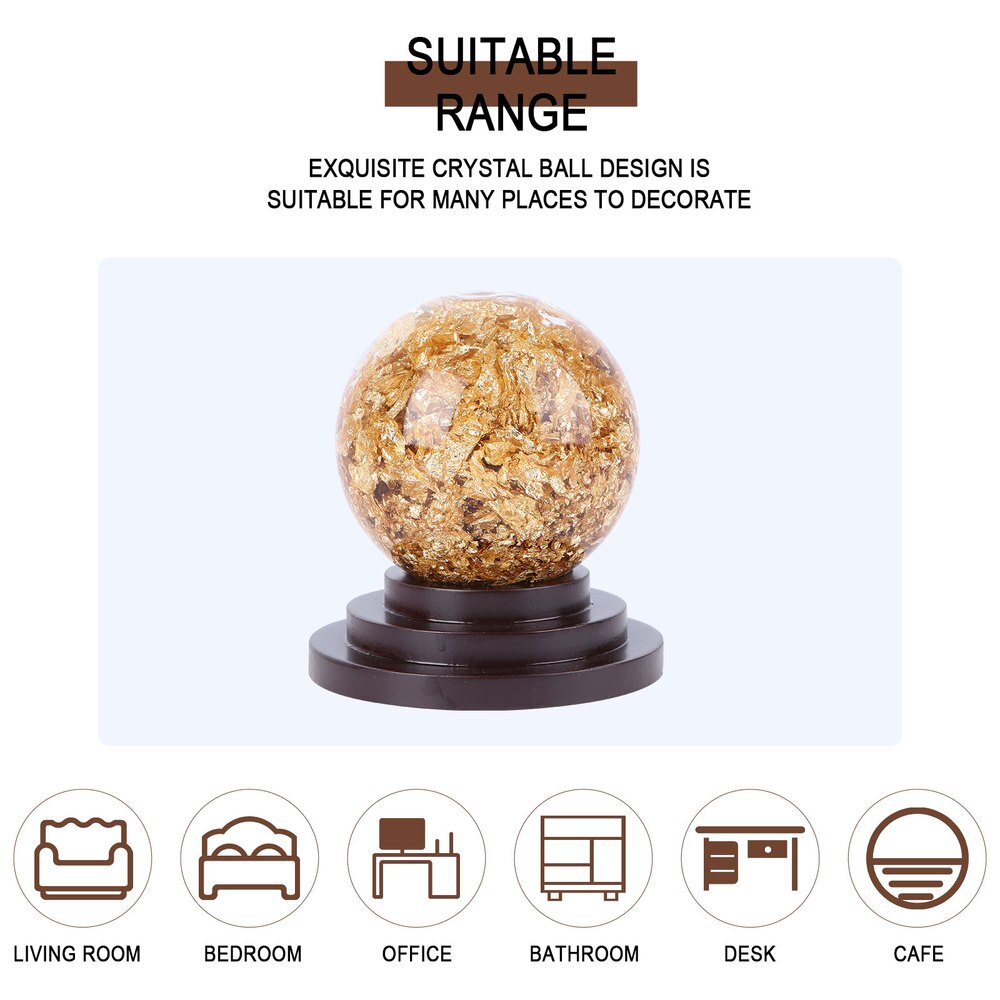 1Pc Crystal Ball Decor Desktop Crystal Ball Ornament Decoratieve Craft (Golden)
