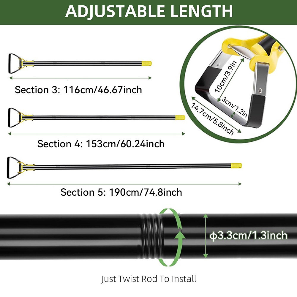Hoe Garden Tool,Long Handle Heavy Duty Adjustable,Gardening Stainless Steel Loop Stirrup Action Hoe for Weeding 30-60 Inch