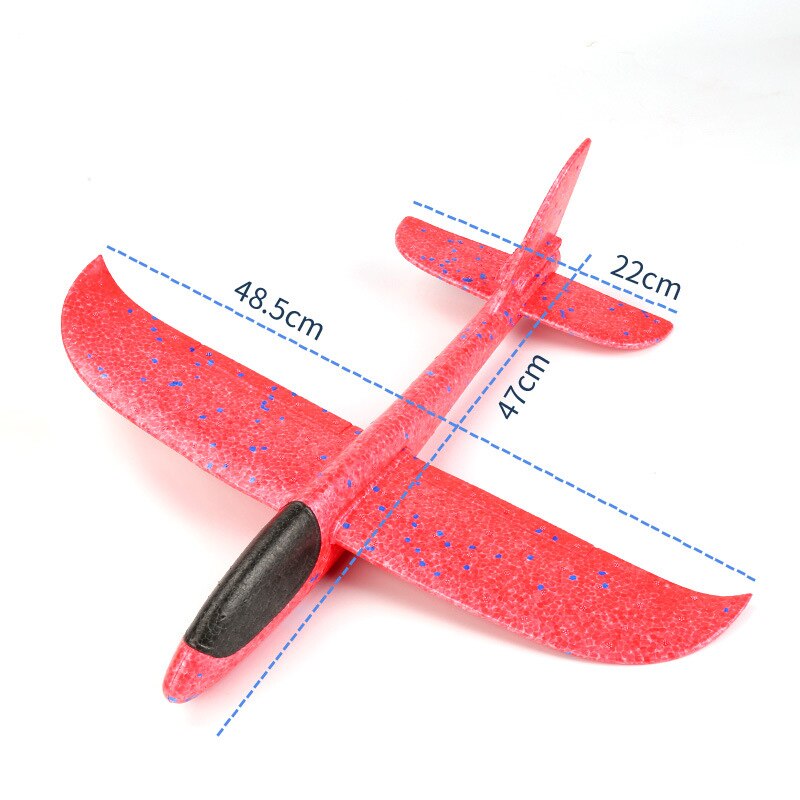 48 CM DIY Hand Throw Airplane EPP Foam Launch fly Glider Planes Model Aircraft Outdoor Fun Toys for Children Plane Toys Game: non-luminous-red