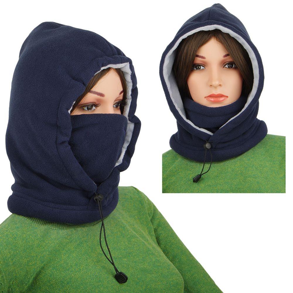 Ritoper vinter fleece balaclava mænd kvinder beanie varm tykkere hat tørklæde hals sport maske udendørs skiløb cykling skullies: Flåde