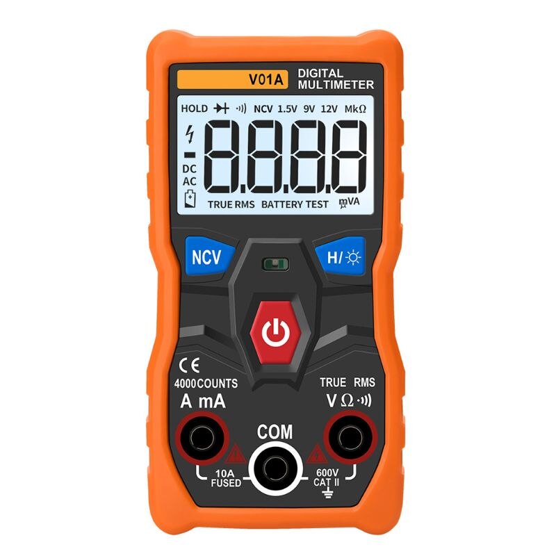 V01A Digitale Multimeter Auto Range True Rms Ncv Data Hold Backlight Zaklamp Y5GD: Oranje