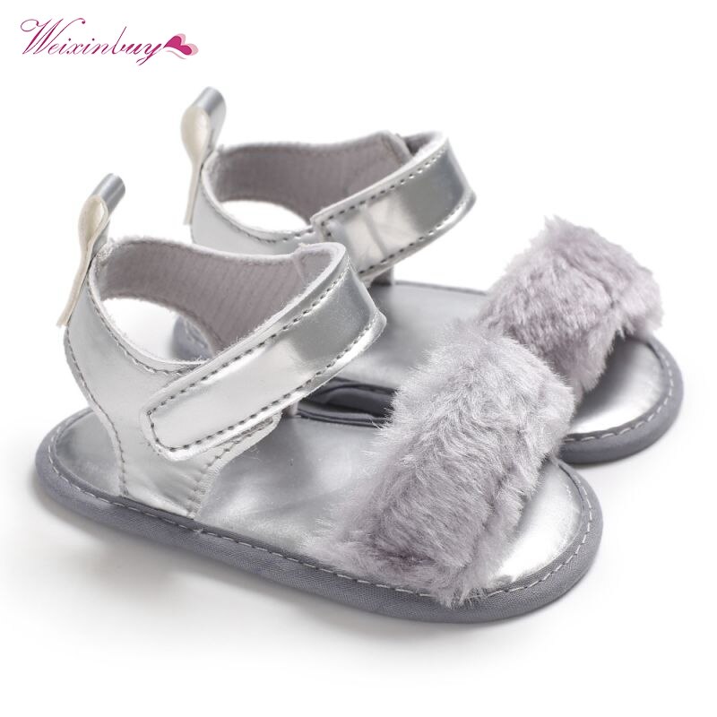 Newborn Baby Girl Sandals Baby Girls Shoes Faux Fur Skinny Baby Shoes Child Summer Baby Girl Sandals 0-18M: S / 7-12 Months