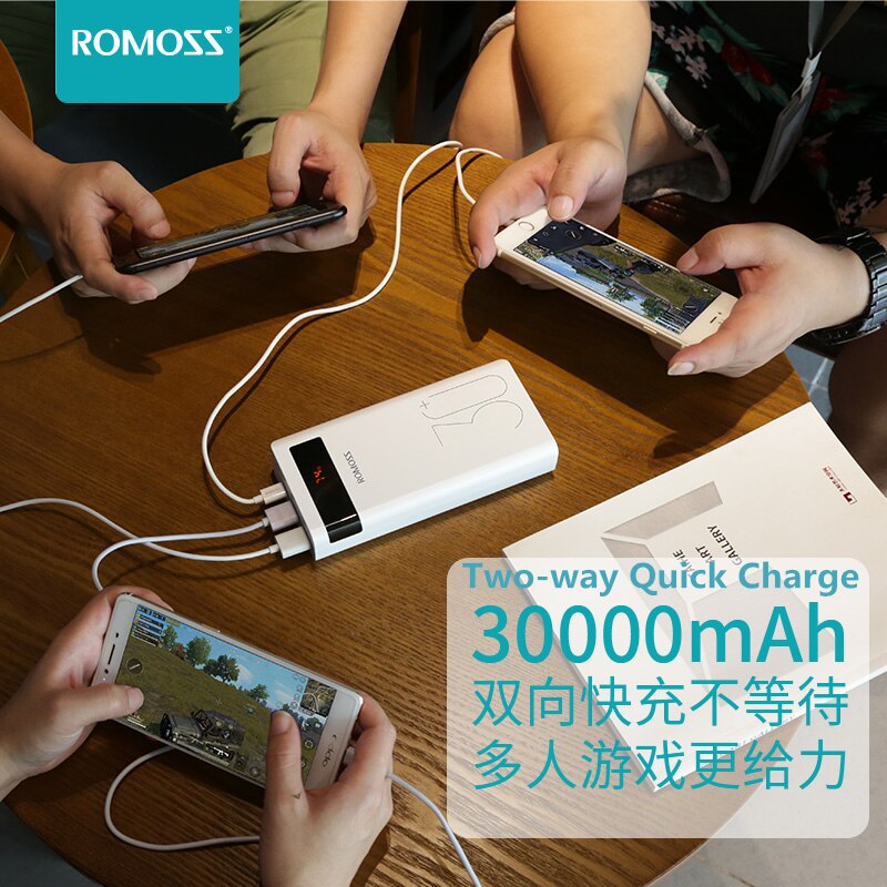 ROMOSS Sinn8P + Energie Bank 30000mAh 18W QC3.0 Batterie Sicherung Energie Unterstützung USB Typ-c Zwei- weg schnell aufladen 3,0 + LED Anzeige