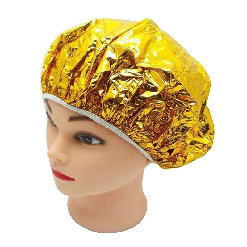 Gorro desechable de papel de aluminio impermeable, gorro para baño, peluquería, gorro de dormir, gorro de baño para el cuidado del cabello, 1 ud.: Golden