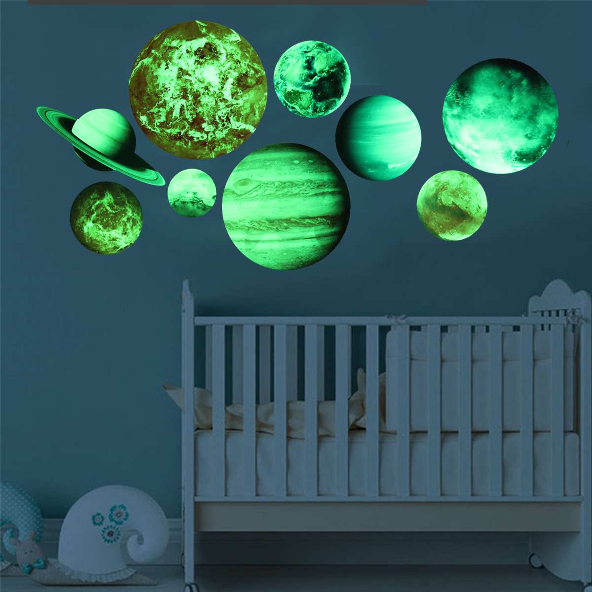 9Pcs/Set PVC Glow In The Dark Solar System Wall Stickers Removable Wallpaper 9#Planets Decal Home Kids Room Decoration