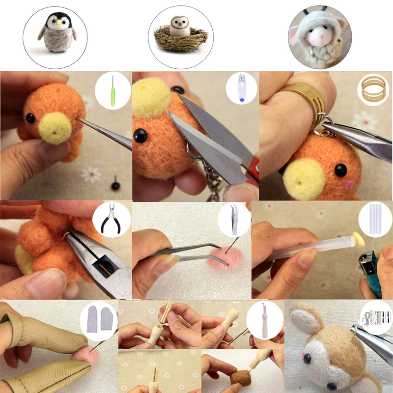 Imzay Needle Felting Kit Felting Tool Wool Needle Felting Kit Needle Felting Starter Kit DIY Needle Felt Roving with Instruction