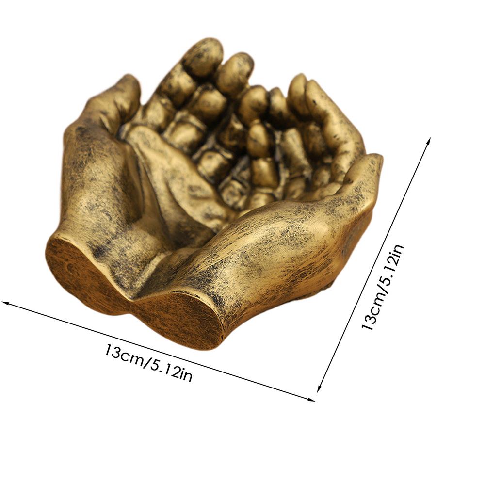 Bandeja de resina para llaves con forma de doble mano, bandeja de almacenamiento para llaves, organizador de entrada, decoración de cuenco para manos, escultura, llaves, estante de almacenamiento de joyería: YELLOW