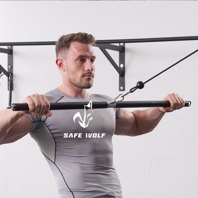 Lengte 110Cm Lat Pull Down Bar Pully Kabel Bijlagen Biceps Triceps Back Blaster Afneembare Weerstand Bands Rechte Bar