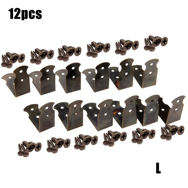 12pc Antique Bronze 90 Degree Fixed Angle Bracket Hardware Furniture Connector Iron L Shaped Connector 90degree Connecting Brace: Large