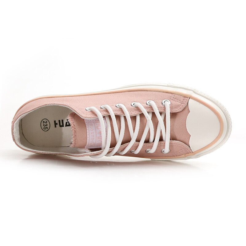 Våren kvinnor canvas skor dam flicka rosa skor snörning vulkaniserad söt preppy stil platt klack anti-halk vita sneakers färgglada