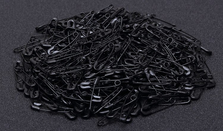 1000 stk sorte sikkerhedsnåle til beklædningsgenstandsstrenge / snore brug diy tøj tilbehør sorte ben lenth 18mm-55mm