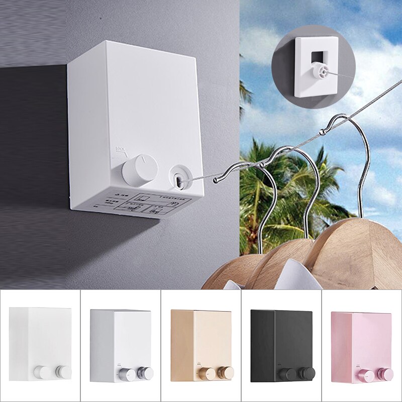 Retractable Clothesline Indoor Outdoor Clothes Drying Rack Wall Mounted Laundry Dryer Hanger Bathroom Invisible Clothes Line