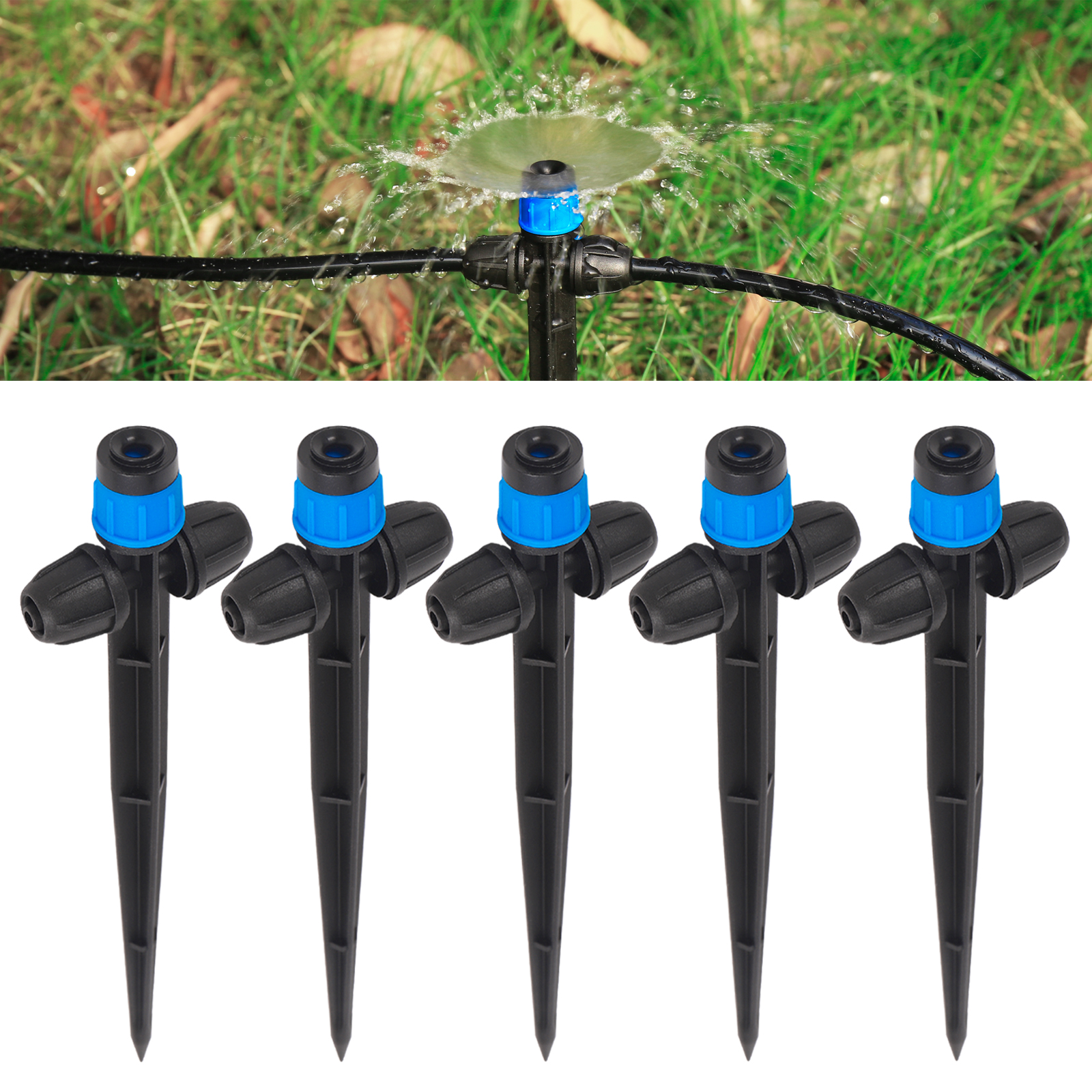 Buse à pointes réglable à débit d'arrosage, arroseur de diffusion rond, serre de jardin, pelouse de balcon, émetteur d'arrosage de fleurs, 360 °, 5 pièces, 50 pièces