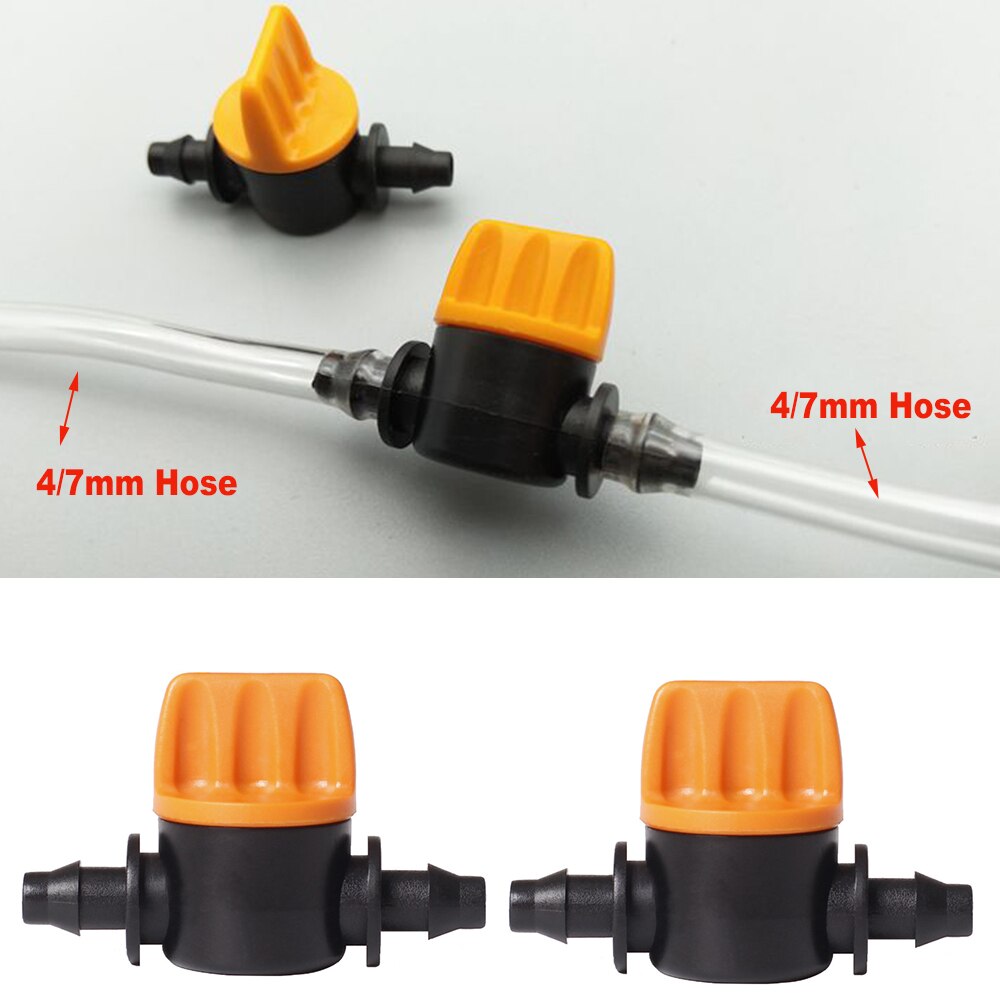 20-100 stk 1/4 &quot; rør miniventil 4/7mm slangekontroller med mothager adapter landbruk mikro drypp vanning vanningssystem fittings