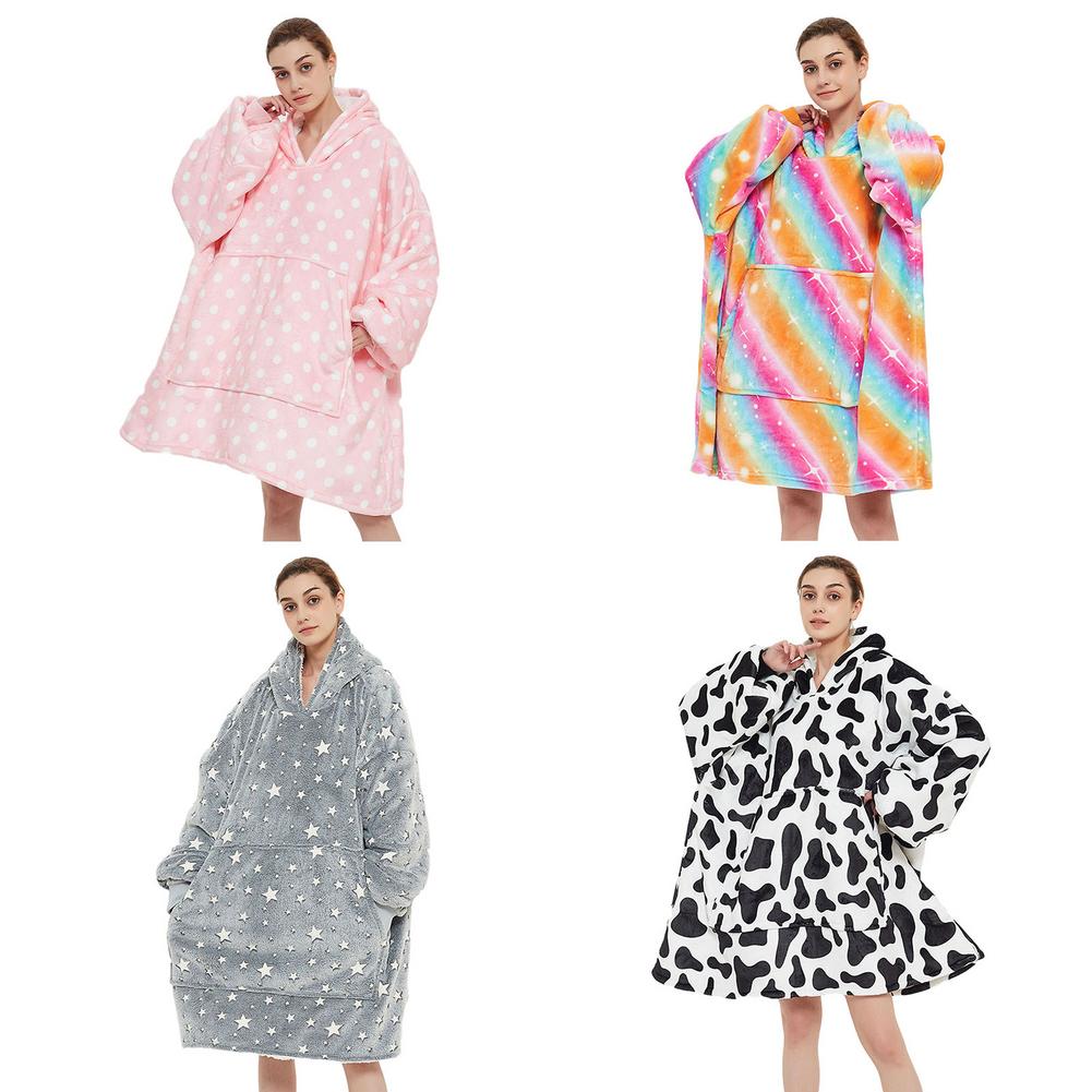 Fluffy Blanket Hoodie Oversized Sherpa Hoodie Sweatshirt Wearable Blankets For Adults, Kids Women And Men #W0