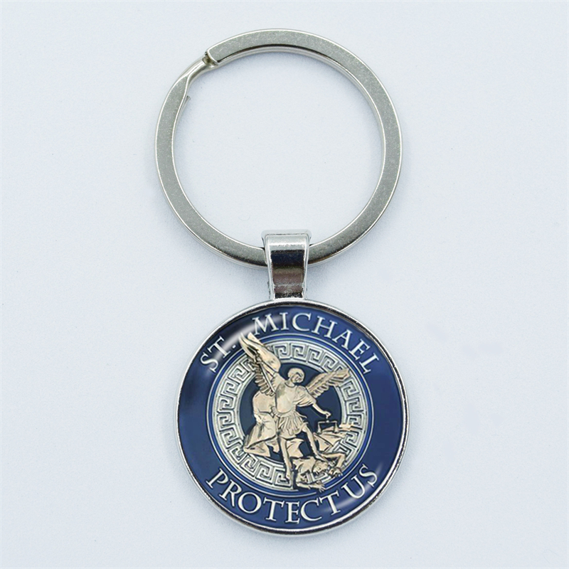 Aartsengel St.Michael sleutelhanger Bescherm mij Saint Shield Angel Protection hanger sleutelhanger Orhodox amulet christelijke sieraden cadeau