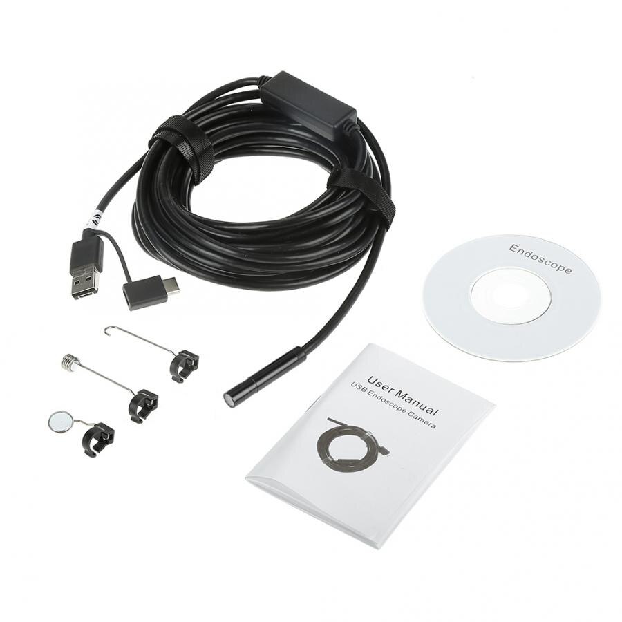 1 Pc Black 5-Meter Usb Otg Endoscoop Met 2-Megapixel Waterdichte Camera Voor Pijp Auto Inspectie Tool