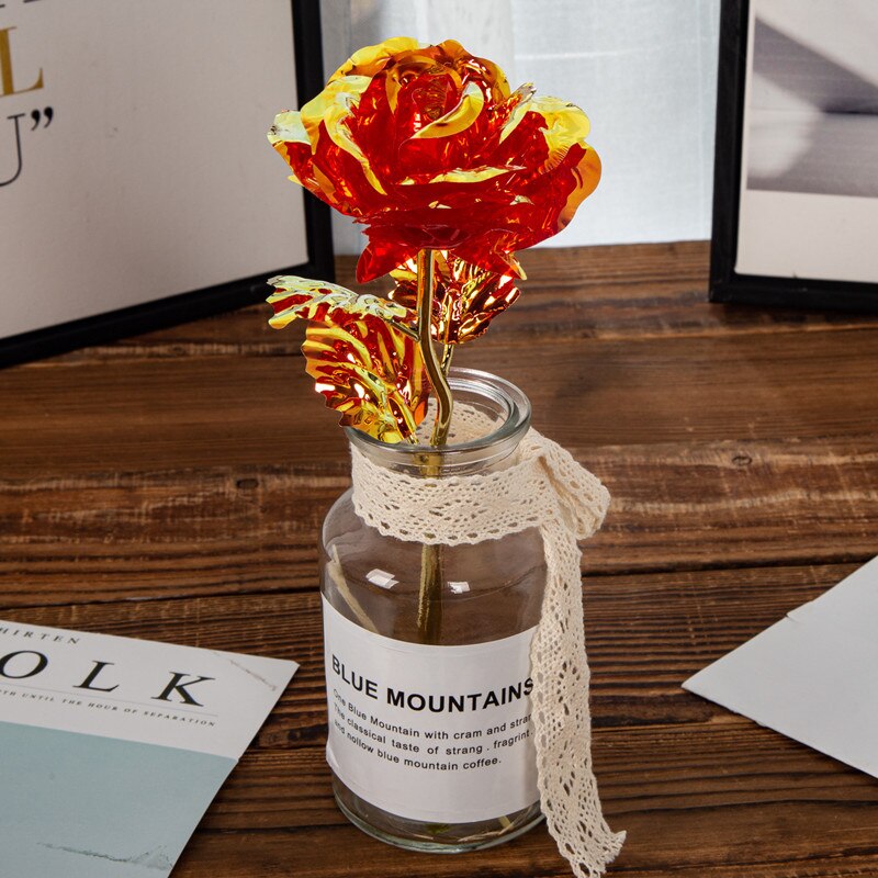 24K Gold Plated Golden Rose Flower Valentine's Day Wedding Birthday Girlfriend 9 Color Available