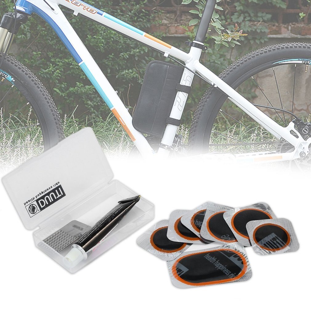 Kit de reparación de bicicleta nueva, juego de reparación de neumáticos de goma plana, tubo de neumático, pegamento, Accesorios de reparación de bicicleta,