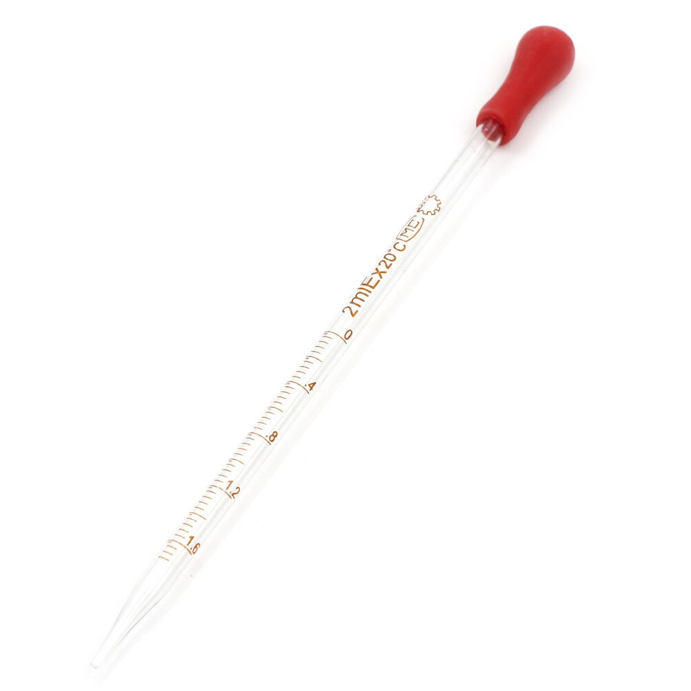1pc 0.5ml/2ml/3ml rött gummihuvud glaspipett glaspipett laboratoriepipett med skallinje transparent