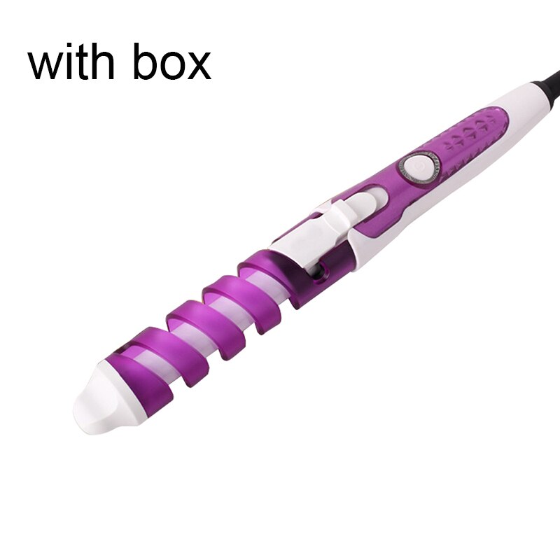 Hair Curler Spiral Curling Iron Electric Curlers Machine Hair Straightener Curling Wand Hair Iron Styling Tools: Purple with box / EU