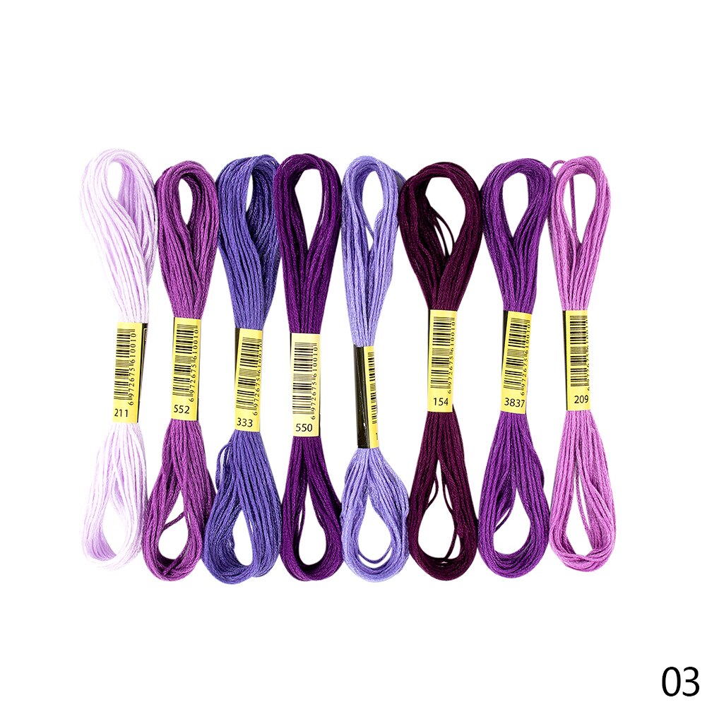 8Pcs Katoen Cross Multicolor Anker Soortgelijke Draad Steek Naaien Strengen Borduurgaren Floss Kit Diy Naaien Gereedschap Craft: Purple