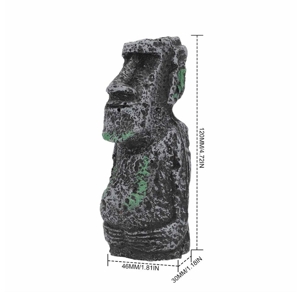 Ancient Easter Island Stone Head Aquarium Ornament, Fish Tank Decoration Accessories Suitable for salt water and fresh water: S