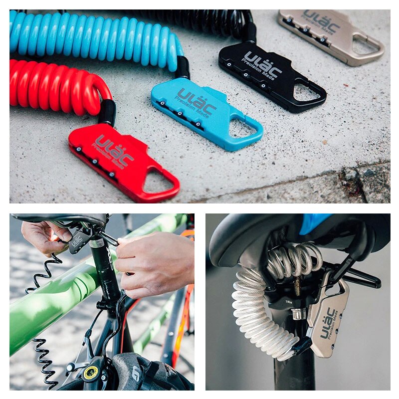ULAC-candado de combinación para bicicleta K2S, 3 dígitos, Combo reiniciable, cuerpo de aleación de Cable de 1,2 M