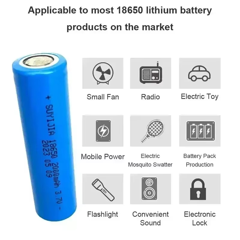 2000mah 18650 Rechargeable Battery with Charger 3.7V Li-ion Batteries for Electric Pointer Doorbell Flashlight Lithium Battery