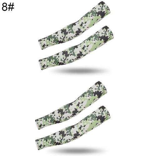 2 Pairs Zomer Arm Mouwen Camouflage Patroon Arm Warmers Mouwen Elastische Uv Zon Bescherming Lange Vingerloze Handschoenen Arm Mouwen: 8