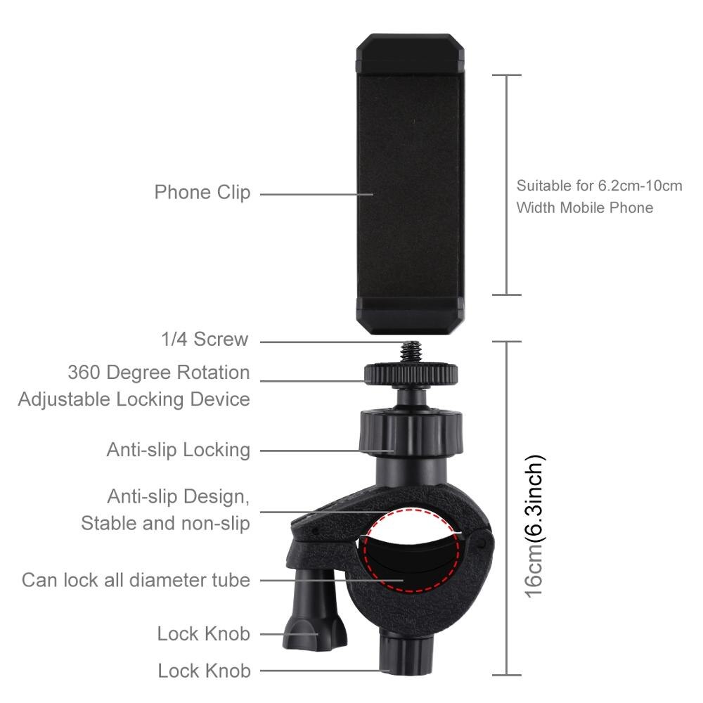 PULUZ kierownica uchwyt adaptera zacisk telefonu uchwyt na uchwyt statywu uchwyt telefonu
