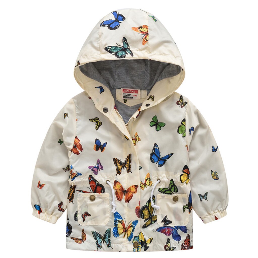 Enfants manteau bébé filles hiver manteaux garçons coupe-vent Outwear papillon à capuche fermeture éclair coupe-vent vêtements d'extérieur #1018: BG / 10T