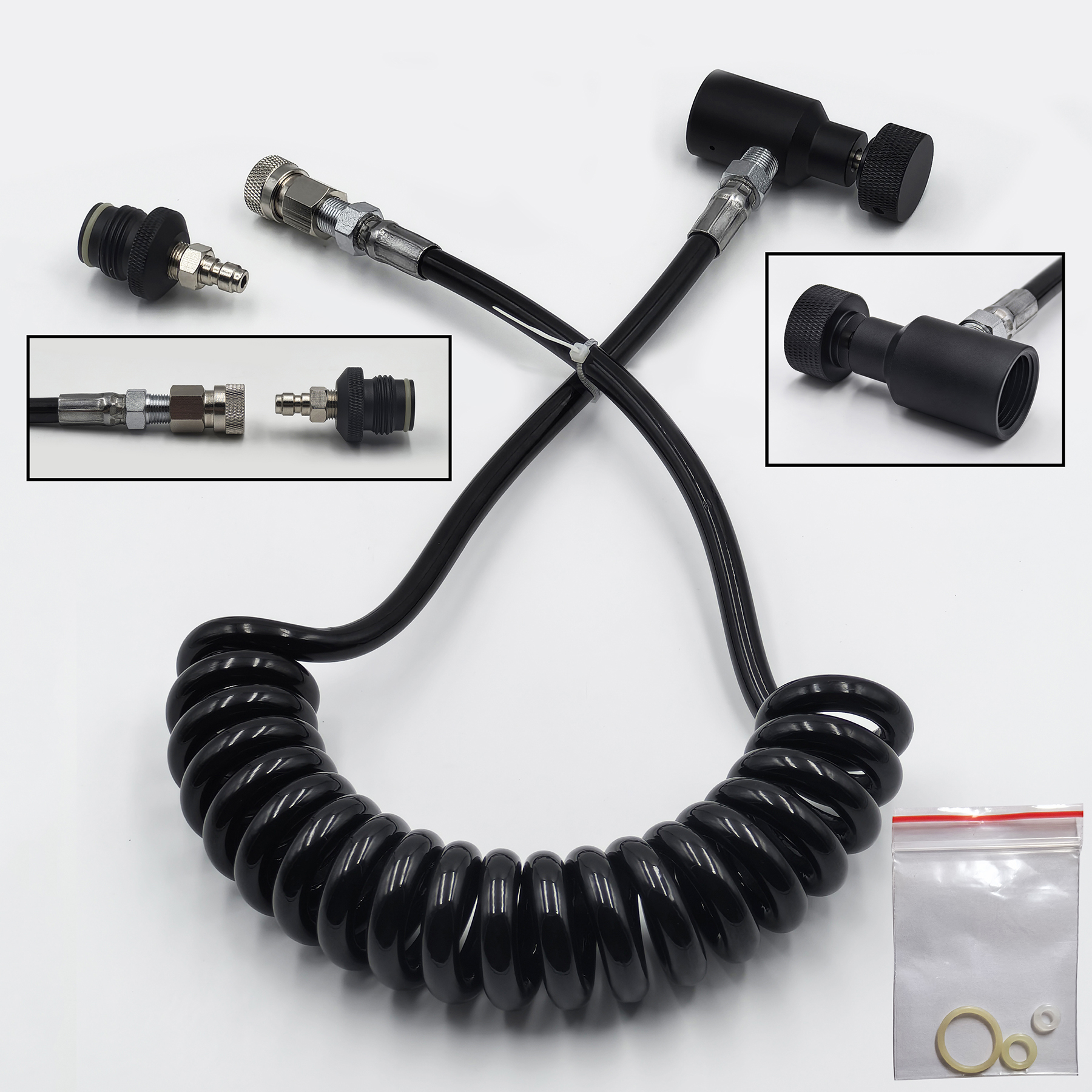 Hpa Coil Afstandsbediening Slang Lijn 100Inch (2.5M) Lengte Met Of Zonder Dia Check 8Mm Mannelijke En Vrouwelijke Snelle Ontkoppeling 3000psi Gauge: Light Grey