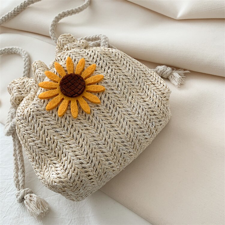 2020 Rattan intrecciato Borsa Rotonda Borsa A Tracolla Piccola Borse Da Spiaggia Delle Donne di proprietà di Paglia di girasole fatto a mano Del Messaggero Borsa con Tracolla
