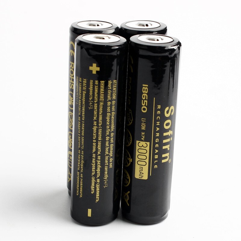 Sofirn genopladeligt 18650 batteri li-ion batteri 3.7v 3000 mah 18650 celle genopladelige batterier med beskyttet printkort: 4 stykker