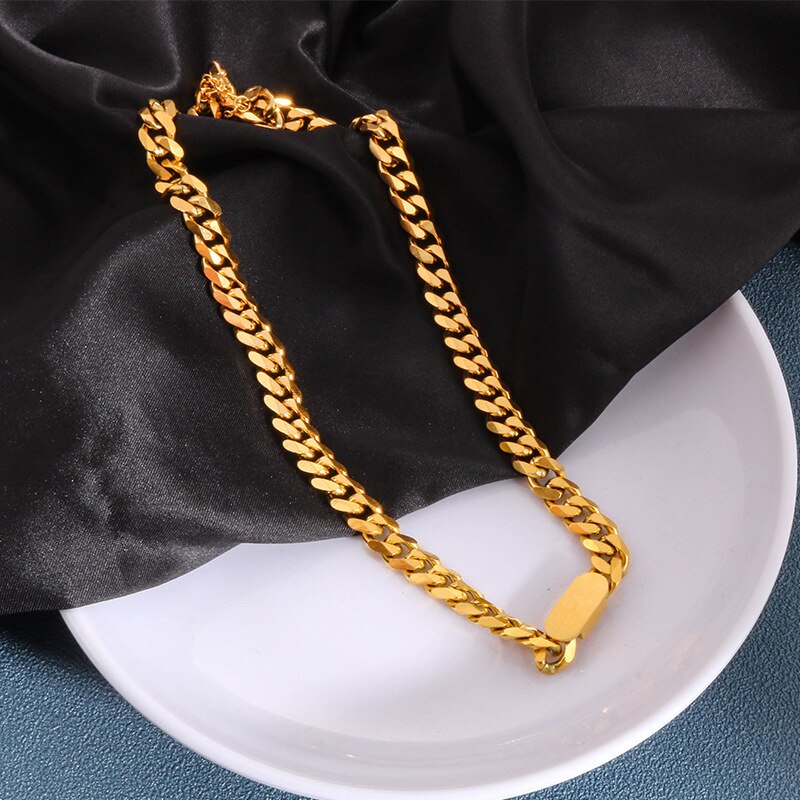 316L Stainless Steel Fine High-end Jewelry Hip hop Hyperbole Charms Thick Chain Choker Necklaces Bracelet For Women