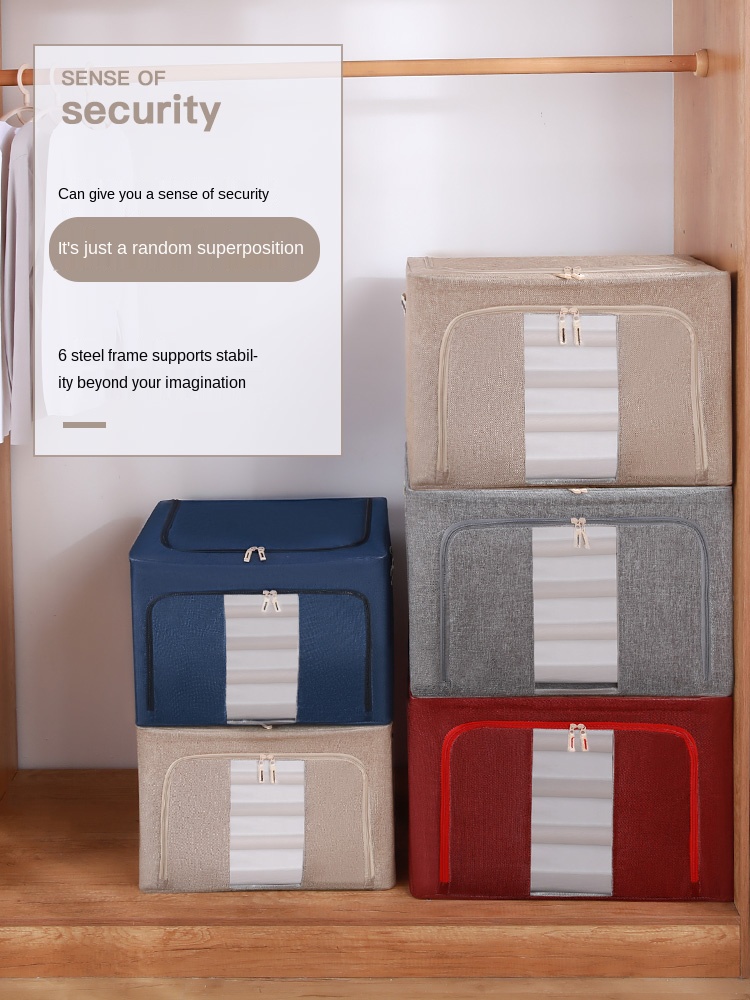 Super large cotton and linen storage box fabric clothing finishing box box folding storage bag household wardrobe artifact