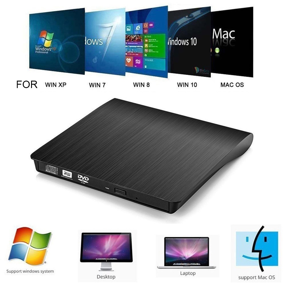 External USB 3.0 DVD CD Drive Burner Writer for Laptop Desktop Mac Windows Linux Portable High Speed