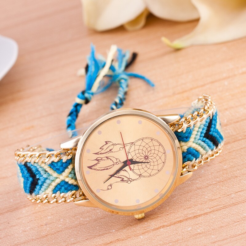 Montre à Air pour femmes, Style ethnique, tissé à la main, chaîne en laine, attrape-rêve, Simple, , bijoux, bricolage