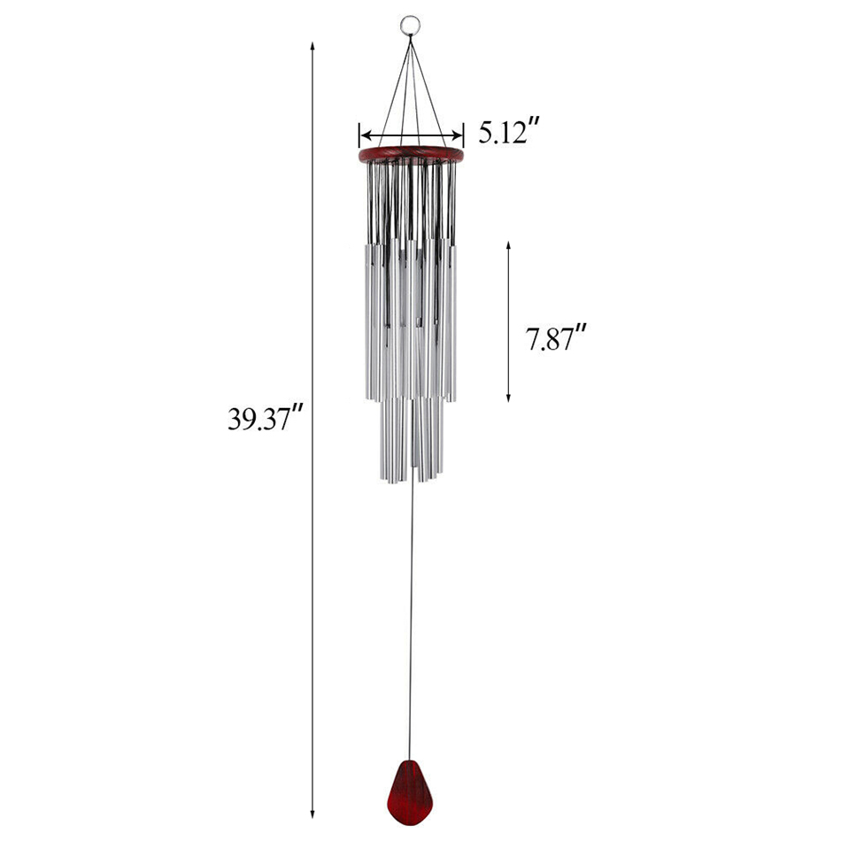 27 Tubes Silver Church Wind Chimes Outdoor Bells Garden Hanging Decorations Lucky fortune lucky birthday wishes