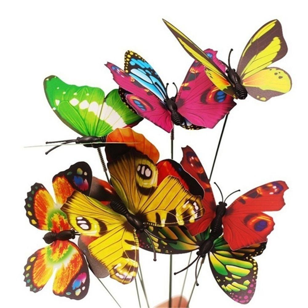 24 Stks/partij Pvc Kunstmatige Kleurrijke Vlinder Decoratieve Stakes Wind Spinners Tuin Decoraties Simulatie Vlinder
