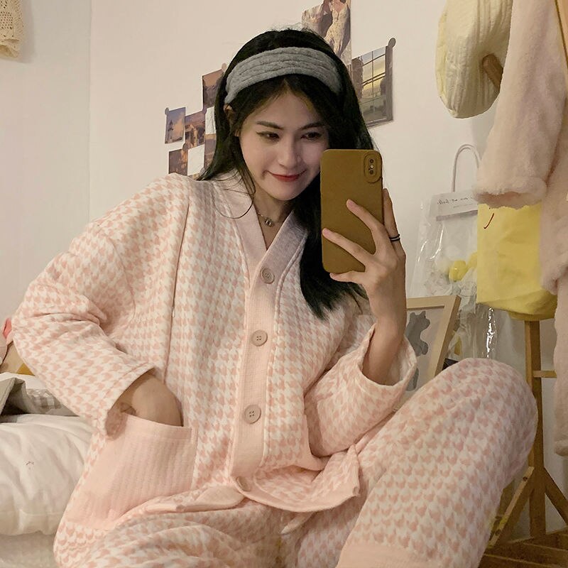 Ropa de aislamiento de guata espacial para mujeres embarazadas, pijamas gruesos para amamantar, ropa de maternidad para primavera y otoño