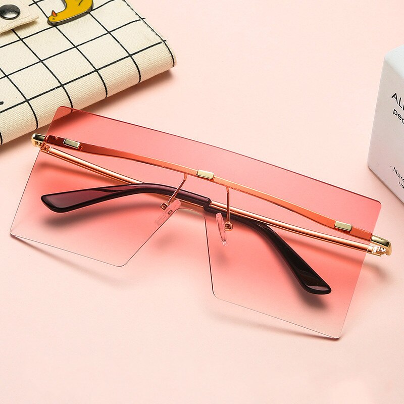 Gafas de sol planas para mujer, lentes de sol unisex con degradado cuadrado de gran tamaño, estilo Vintage Retro, Anti-UV