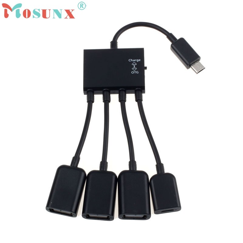 Black 4 Port Micro USB Power Charging OTG HUB Cable For Smartphone Table_KXL0222