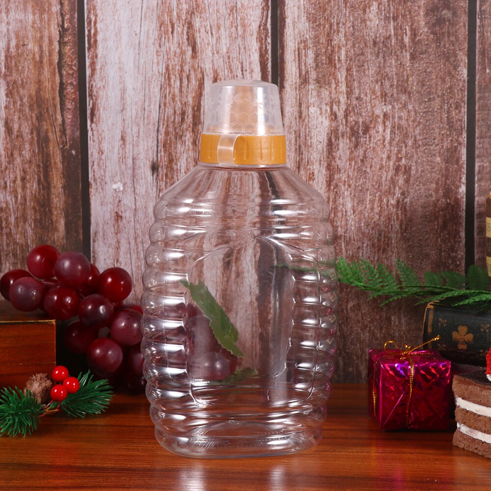Pack 4 Pots à Miel Réutilisables - Bouteille Vide Transparente Pour Sirop, Sauce Ou Miel - 250ml - Bouchon étanche - 7