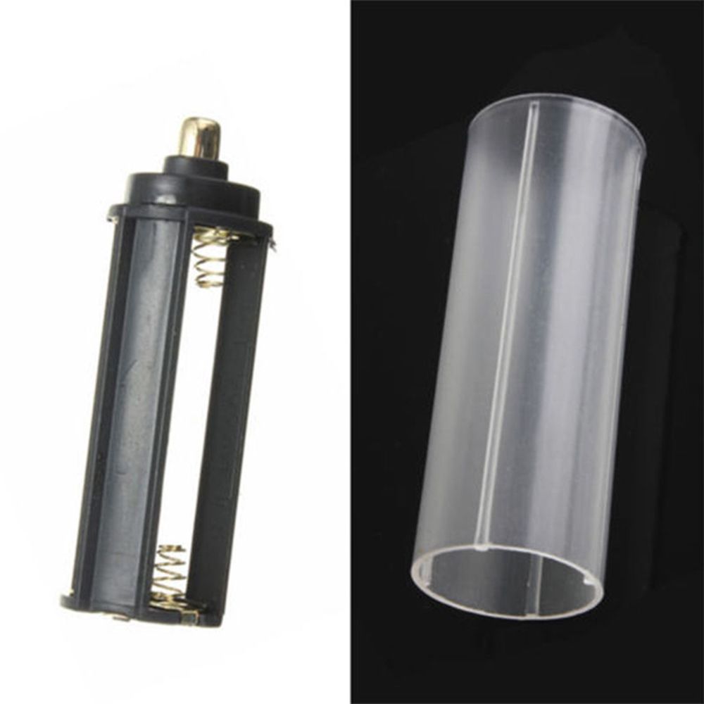 2 In 1 Plastic 18650 Battery Tube White Casing Sheath Tube AAA Battery Storage Boxes Holder organizer for Flashlight Torch Lamp