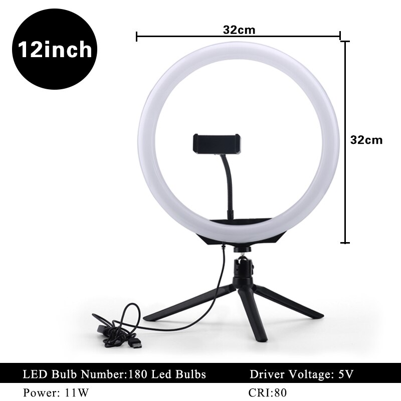 26cm led selfie fotografia luz para 10 ao vivo Polegada pode ser escurecido usb plug mesa anel luz tripés estúdio makeup16cm 20cm 32cm