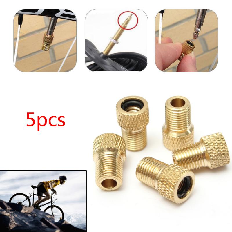 5Pcs Brass Valve Adaptor Presta To Schrader Bicycle Valve Converter Mountain Bike Pump Connector Adapter Alloy Bike Accessorie
