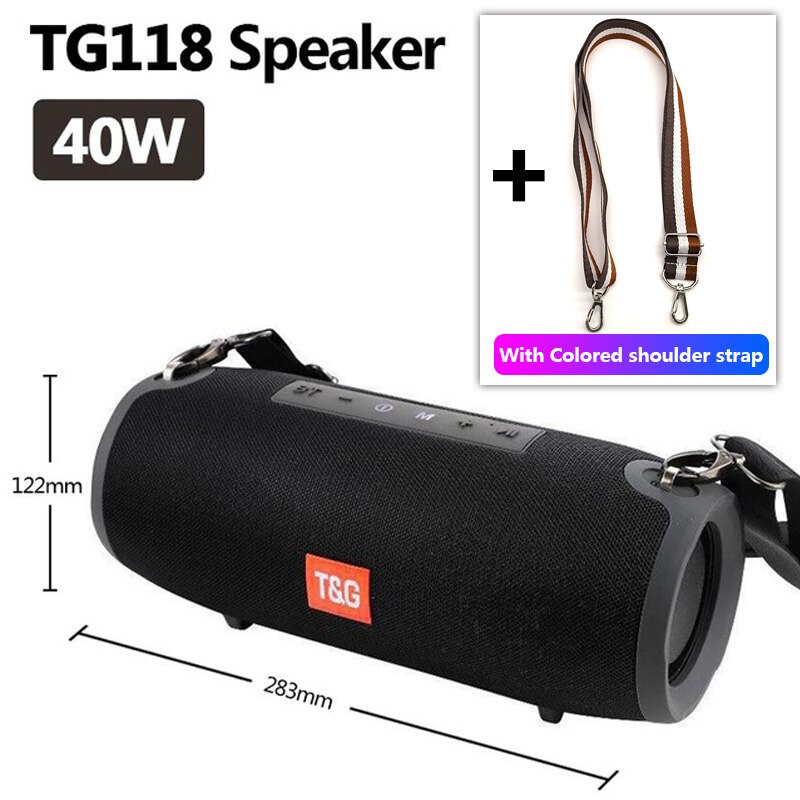 TG118 40W Bluetooth Altoparlante Ad Alta Potenza Altoparlante Portatile Sound Bar per Computer Music Playe Centro Boom Box Bluetooth Colonna FM: TG118 Black